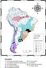 A georeferenced rRNA amplicon database of aquatic microbiomes from South America